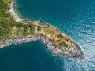 Aerial view of Promthep cape famous landmark of Phuket