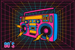 Retro Pop Party Eighties 80's Party Recorder, neon cartoon style