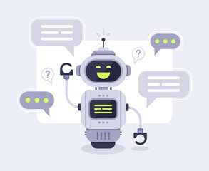 Poster - chat bot messages. smart chatbot assistant conversation, online customer support robot and talking t