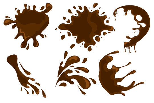 Wall Mural -  - Coffee and chocolate drips and splashes on white background. Vector eps10 illustration