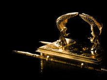 Ark Of The Covenant On A Dark Background / 3D Illustration
