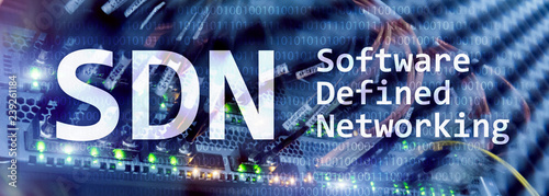 Cuadros en Lienzo SDN, Software defined networking concept on modern server room background