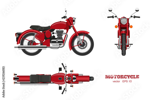 Fotomural Retro classic motorcycle in realistic style