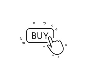 Fototapete - Click to Buy line icon. Online Shopping sign. E-commerce processing symbol. Geometric shapes. Random cross elements. Linear Buy button icon design. Vector