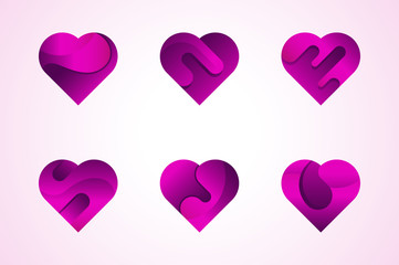 Wall Mural - Vector love hearts icons logo set.