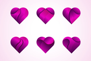 Wall Mural - Vector love hearts icons logo set.