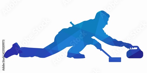Fotomural illustration of figure curling player , vector draw