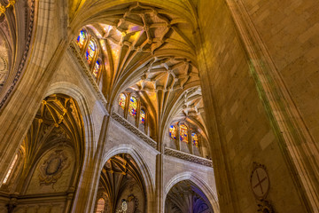 Segovia, Spain, December, 15, 2018. Segovia, Spain. Gothic cathedral interior. The last Gothic cathedral built in Spain and the last in Europe