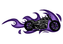 Motorcycle With Purple Fire