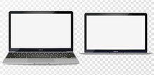 Laptop Mockup With Blank Screen - Front View.Open Laptop With Blank Screen Isolated On Transparent Background