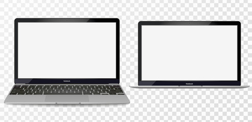 Poster - Laptop mockup with blank screen - front view.Open laptop with blank screen isolated on transparent background