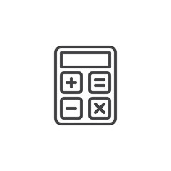 Calculator outline icon. linear style sign for mobile concept and web design. Math calculator simple line vector icon. Symbol, logo illustration. Pixel perfect vector graphics