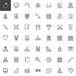 © alekseyvanin - Education elements outline icons set. linear style symbols collection, line signs pack vector graphics. Set includes icons as School, College, Library, Mortarboard, Atom, Diploma, Globe, Pencil, Medal