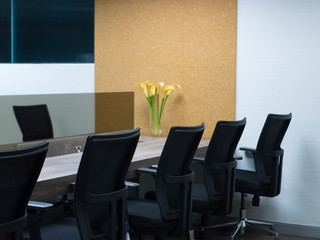 black chair with wooden table in meeting room,co working spac, office meeting room.