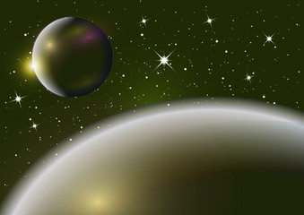 Wall Mural - fantastic background of outer space with planets, sky and stars. vector illustration.