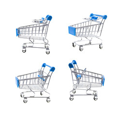 set of mini cart on whit background 4 position