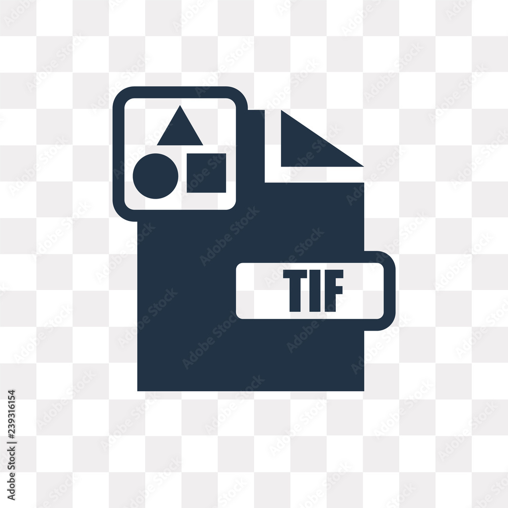 Tif vector icon isolated on transparent background, Tif transparency ...