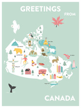 Vector Illustrated Cartoon Map Of Canada