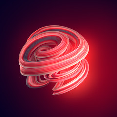 Leinwandbilder - Red twisted shape. Computer generated abstract geometric 3D render illustration