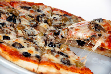 pizza on white background