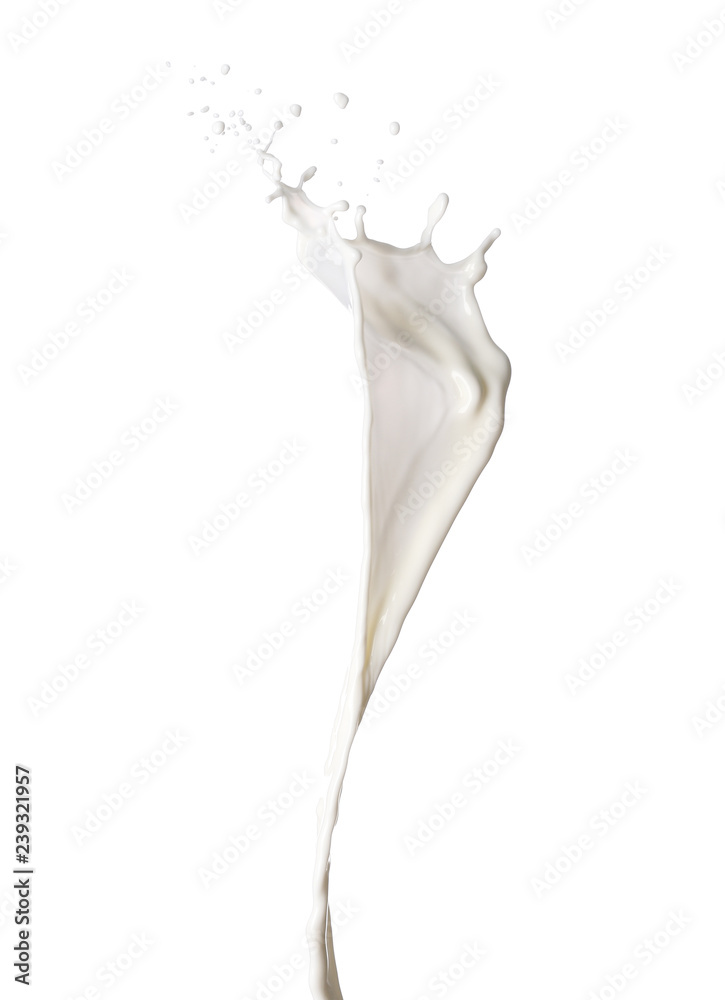 Splash of milk on white background