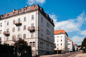 Vintage buildiing of La Chaux de Fonds, Switzerland