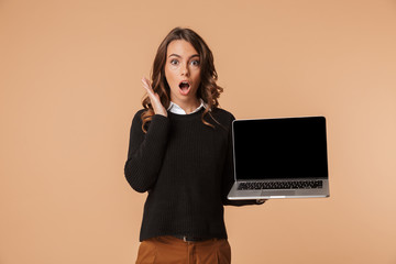 Canvas Print - Happy young woman wearing sweater