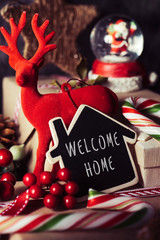 Sticker - christmas ornaments and text welcome home