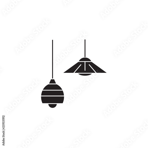 Ceiling Lamps Black Vector Concept Icon Ceiling Lamps Flat