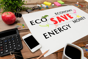 Wall Mural - saving energy will have many positive effects.