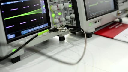 Digital electronic oscilloscope. Modern laboratory measuring equipment.