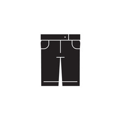Wall Mural - Denim shorts black vector concept icon. Denim shorts flat illustration, sign, symbol