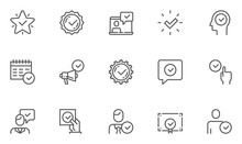 Approve Vector Line Icons Set. Authorization, Accept, Inspector. Editable Stroke. 48x48 Pixel Perfect.