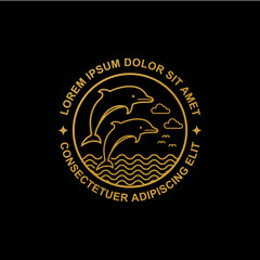 Wall Mural - line art dolphin logo