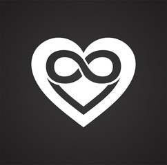 Poster - Infinity heart icon on black background for graphic and web design, Modern simple vector sign. Internet concept. Trendy symbol for website design web button or mobile app