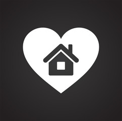 Poster - Heart home icon on black background for graphic and web design, Modern simple vector sign. Internet concept. Trendy symbol for website design web button or mobile app