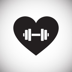 Poster - Heart with dumbbell icon on white background for graphic and web design, Modern simple vector sign. Internet concept. Trendy symbol for website design web button or mobile app