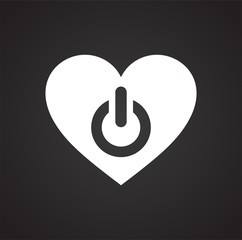 Poster - Heart power button icon on black background for graphic and web design, Modern simple vector sign. Internet concept. Trendy symbol for website design web button or mobile app