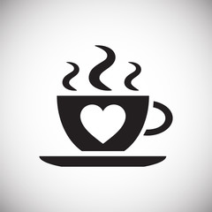Poster - Hot drink with heart icon on white background for graphic and web design, Modern simple vector sign. Internet concept. Trendy symbol for website design web button or mobile app