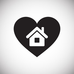 Poster - Heart home icon on white background for graphic and web design, Modern simple vector sign. Internet concept. Trendy symbol for website design web button or mobile app
