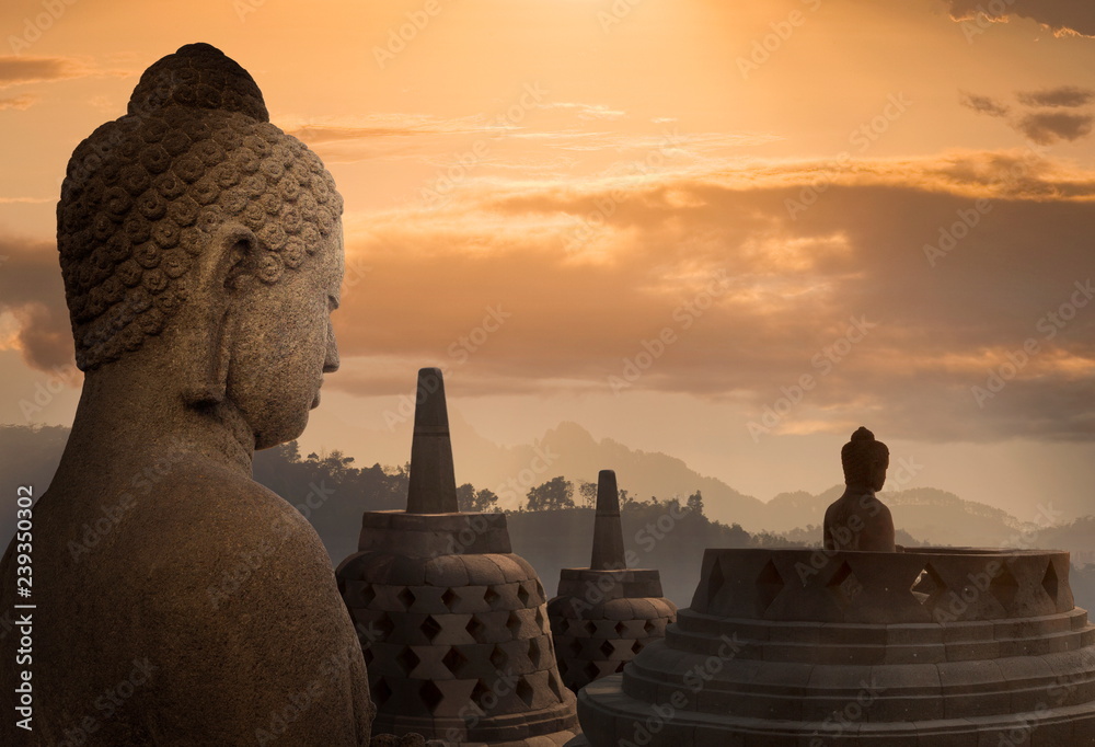 Borobudur Buddhist temple, Java, Indonesia Stock Photo | Adobe Stock