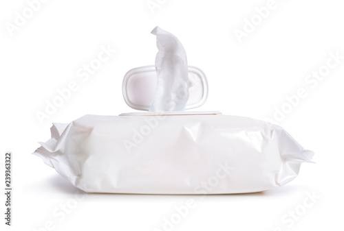 A wet wipe, also known as a wet towel or a moist towelette Poster Mural XXL