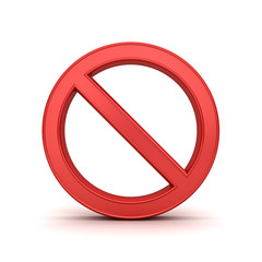 Poster - 3d No Sign Symbol isolated on white background with shadow 3D rendering