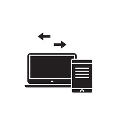 Fototapete - Sync devices black vector concept icon. Sync devices flat illustration, sign, symbol