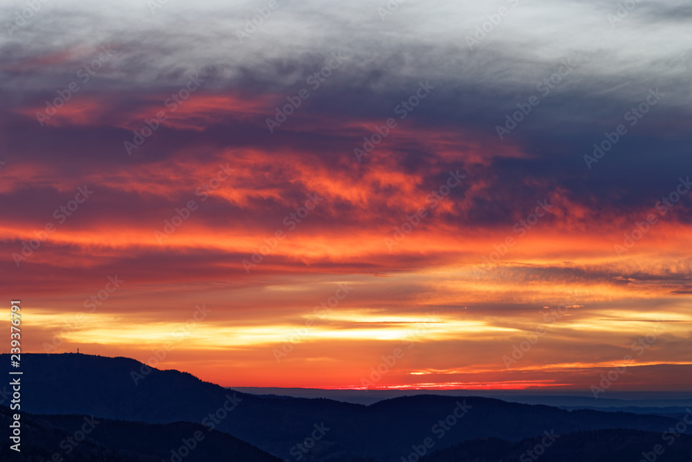 Photo Sur Plexiglas Coucher De Soleil Sur Les Vosges