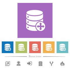 Poster - Move database flat white icons in square backgrounds