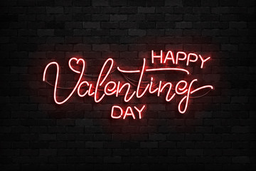 Wall Mural - vector realistic isolated neon sign of happy valentines day logo for template decoration and coverin