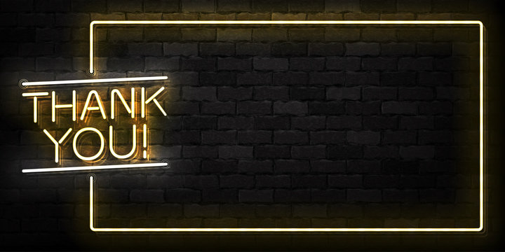vector realistic isolated neon sign of thank you frame logo for template decoration and covering on 