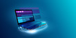 © kume111000 - Web development and coding. Cross platform development website. Adaptive layout internet page or web interface on screen laptop, tablet and phone. Isometric concept illustration.