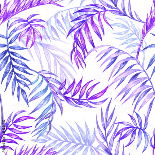 Dekoracja na wymiar  jednolity-wzor-fioletowych-lisci-palmowych-na-czarnym-tle-akwarela-ilustracja-tropikalny